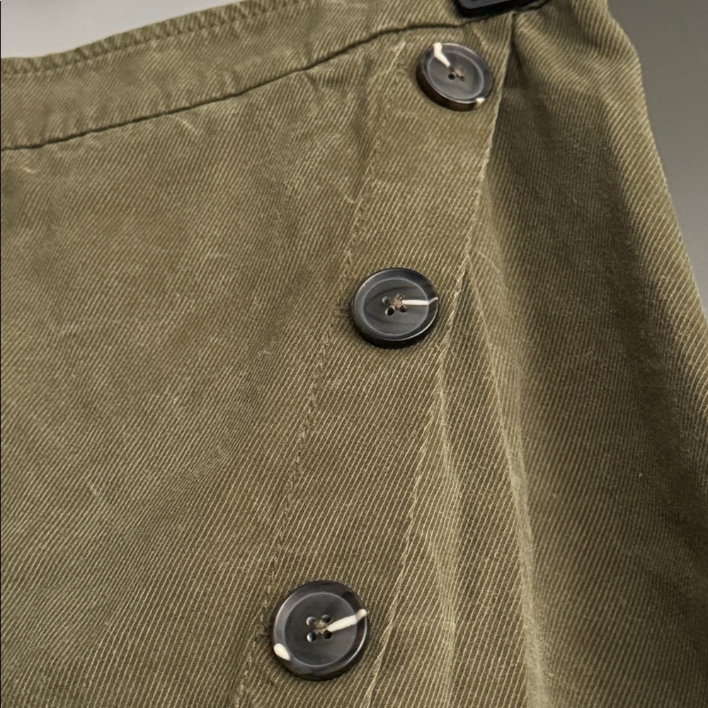 Corduroy Olive Button-Detail Women's Skirt - Picture 3 of 10